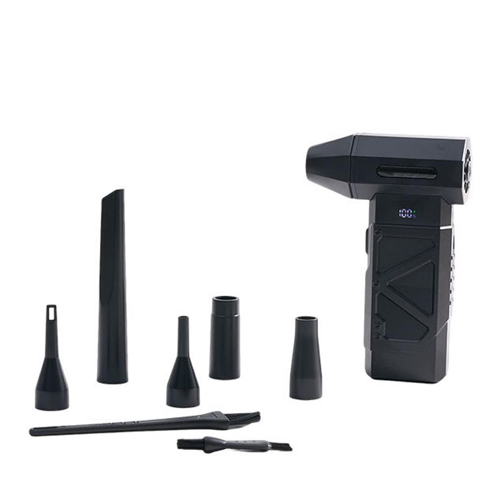 

Мощная воздуходувка 130000 об/мин Бесщеточная турбореактивная воздуходувка Сухая 10000 мАч 6 скоростей Регулируемый турбореактивный вентилятор для сушки автомобиля/ПК/дома чёрный