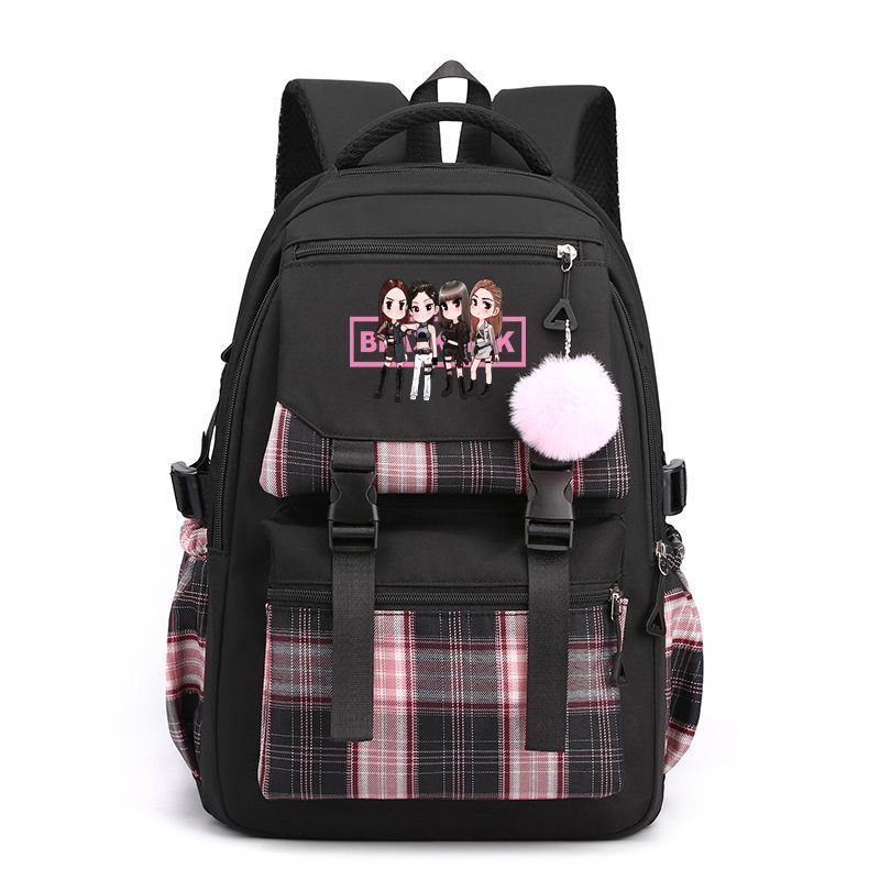Korean Style Printed Nylon Backpack for Students Large Capacity School Bag Fashionable Commute Shoulder Bag with 15 Inch Laptop Compartment KTB