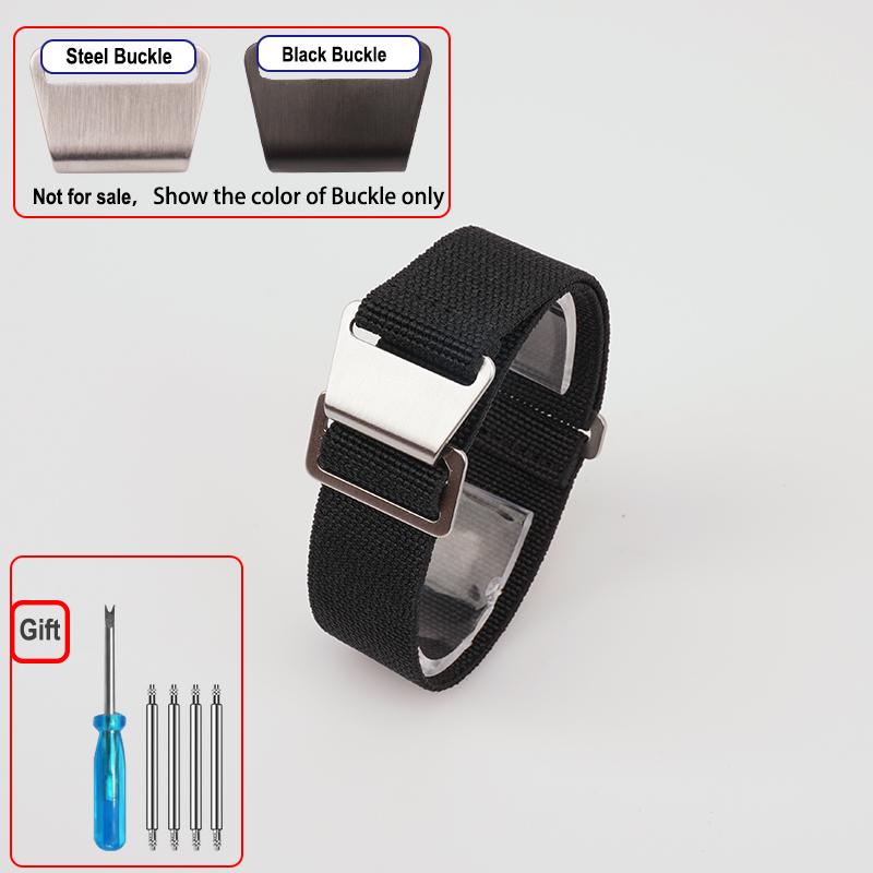 60s French Troops Parachute Bag Elastic Watch Strap 18 20mm 22mm Nylon Watchbands Man's Universal Ballistic Fabric Wristband