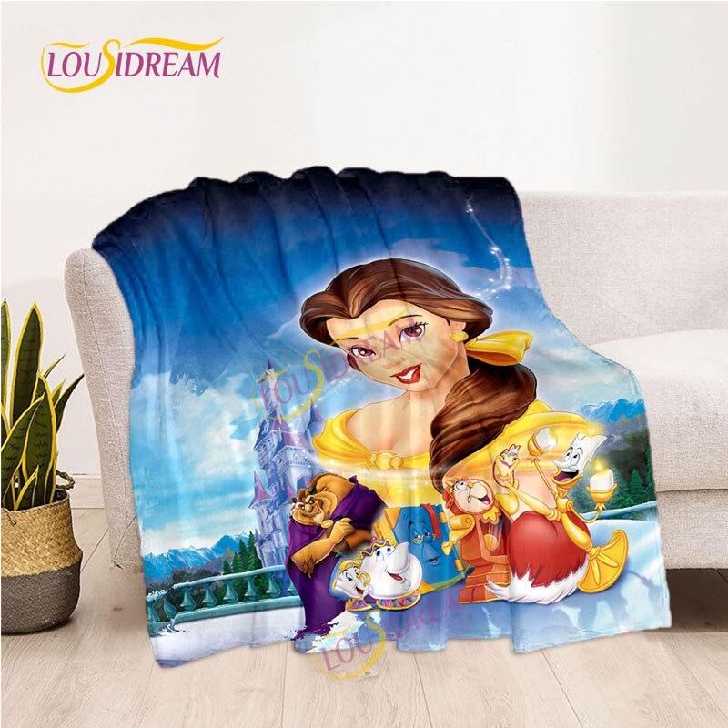 Märchendecke, Picknickmatte, Die Schöne und das Biest, Flanelldecke, Wohnzimmer-Schlafsofa, warme Decke, weiche Decke für Mädchen und Kinder