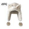 Outdoor Activity Thermal Cap Women Trapper Hat with Ear Flaps Cute Fox Ears Fleece Lined Winter Hat Warm Fuzzy Windproof for Cold Weather Walking
