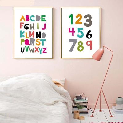 Alphabet Numbers and Letters Letter Decorative Painting Children's Room Kindergarten Baby Room Decor Pre-school Education Art