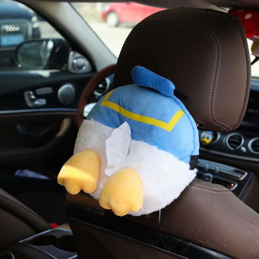 Car  Armrest  Box  Tissue  Box Plush Cartoon Animal Shaped Tissue Box Sun Visor Hanging Drawer