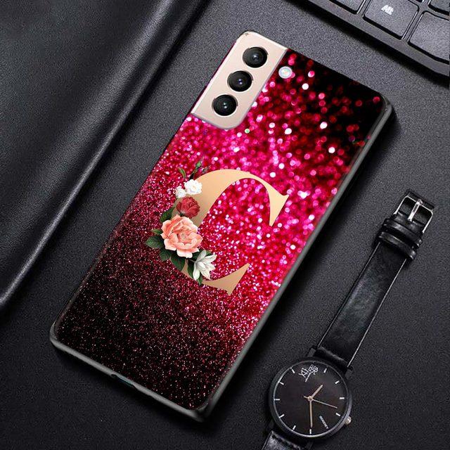 Red Retro Letter A -Z Phone Shell For Samsung Galaxy S21 S20 S10 S9 S8 Plus Ultra 5g S10lite S10e S7edge S20 S21 Fe Cover Case