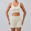 Completo da Allenamento Costine Senza Cuciture per Donna Due Pezzi Top Corto Sportivo e Pantaloncini a Vita Alta Abbigliamento Sportivo Outfit Yoga