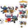 Soft Short Plush Snoopy Halloween Pumpkin Doll With Skull And Stitch Design