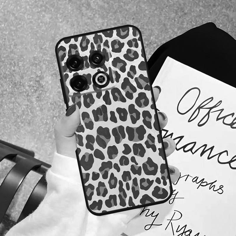 Black and White Leopard Texture Case For OnePlus 15 15R 13R 13 13T 12 12R 11 10 Pro 10T 8T Nord 5 CE 3 2 4 Lite N20 N30 Cover