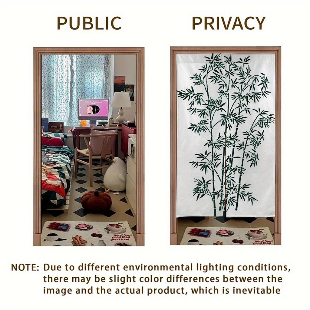1pc Japanese-Style Door Curtain with Elegant Bamboo Design, Easy Rod Pocket Installation, Size 34x56 Inches – Perfect for Room/E