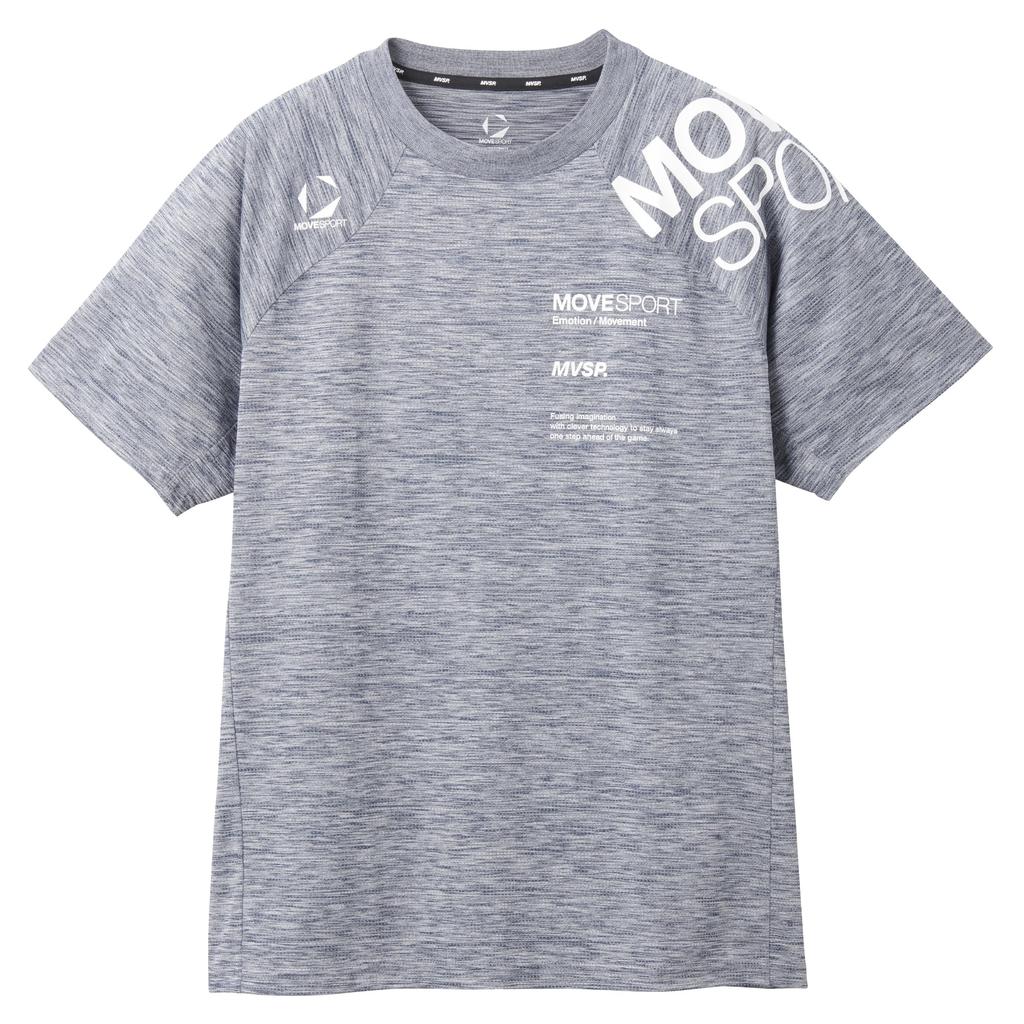 MOVE SPORT Breathe Plus Short Highly Crew DMMPJA61 BK01 T-Shirt, Sleeve, Stretch, Moisture-Wicking, Quick-Drying, Breathable, Neck, Men's, DESCENTE,