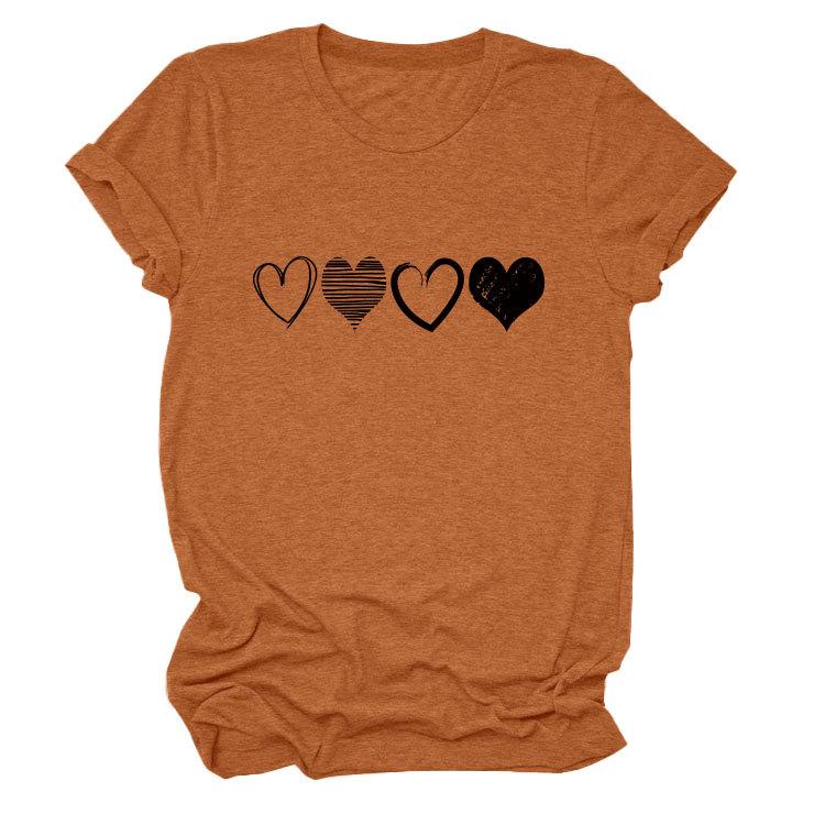 Fashion Trends Four Different Hollow-Out Love Women's Crew Neck Short Sleeve T-Shirts