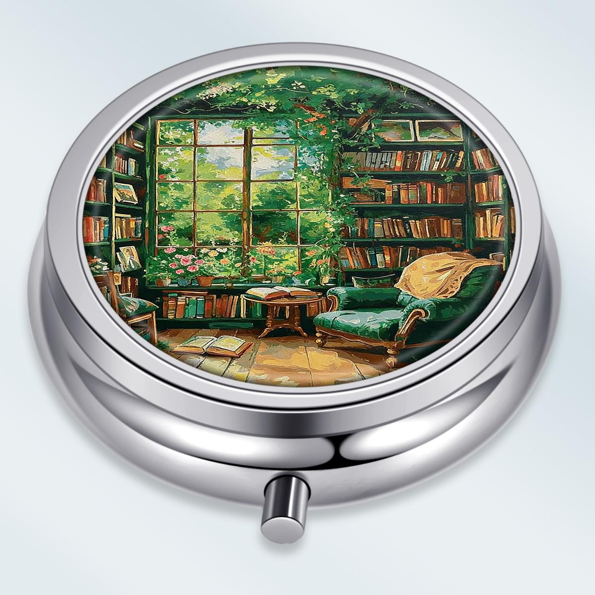 

Portable Pill Box with 3 Compartments, Mini Metal Medicine Organizer Case, Cute Printed Pill Container for Vitamins, Pills, Jewelry, Travel, Daily Use різнокольоровий