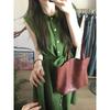 Women's Green Sleeveless Tie-Waist Long Dress - High-End Summer Style