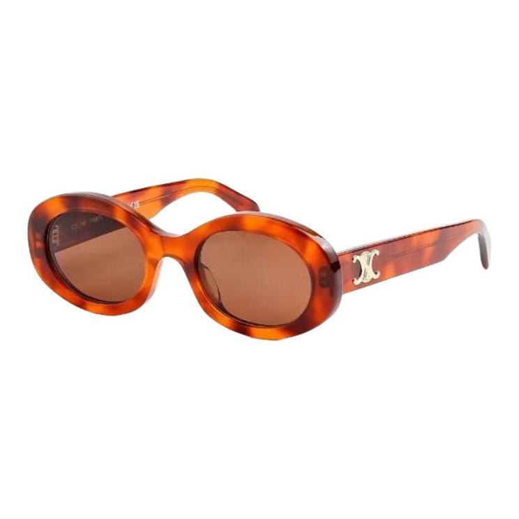 

Celine Logo Design Oval Sunglasses Women sunglasses Tortoise CL40194U53E Brown Eyeglass Pouch