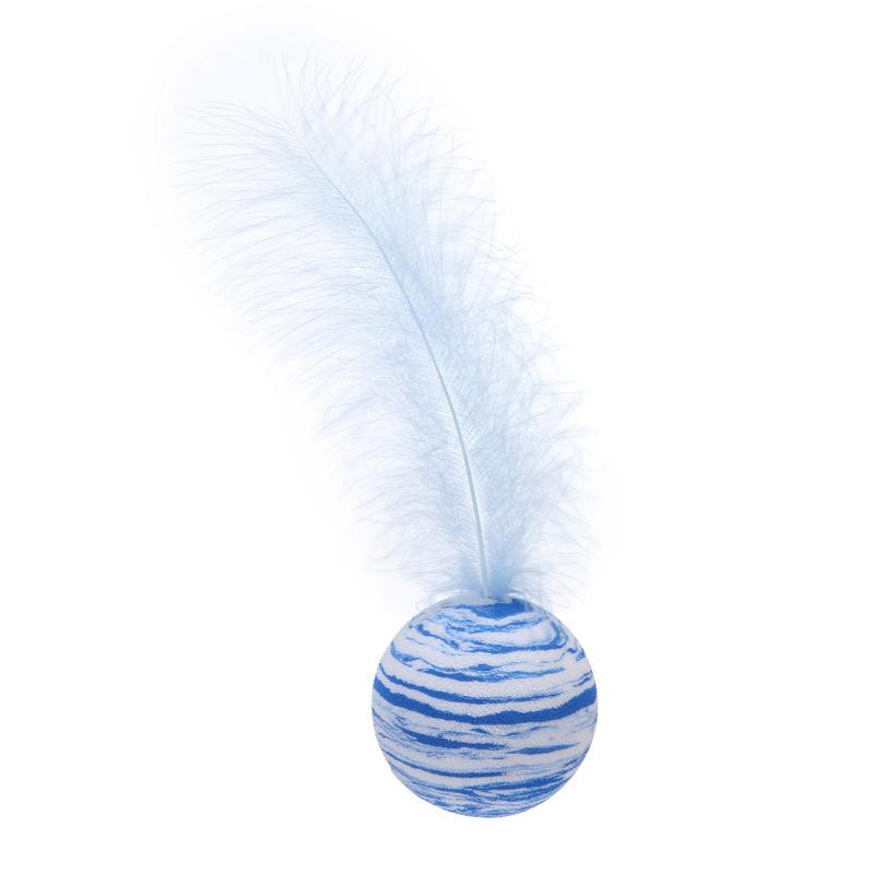 Cat Toy Ball Feather Funny Cat Toy Star Ball Plus Feather Foam Ball Throwing Toys Interactive Toys Pet Supplies Katten Toy синий