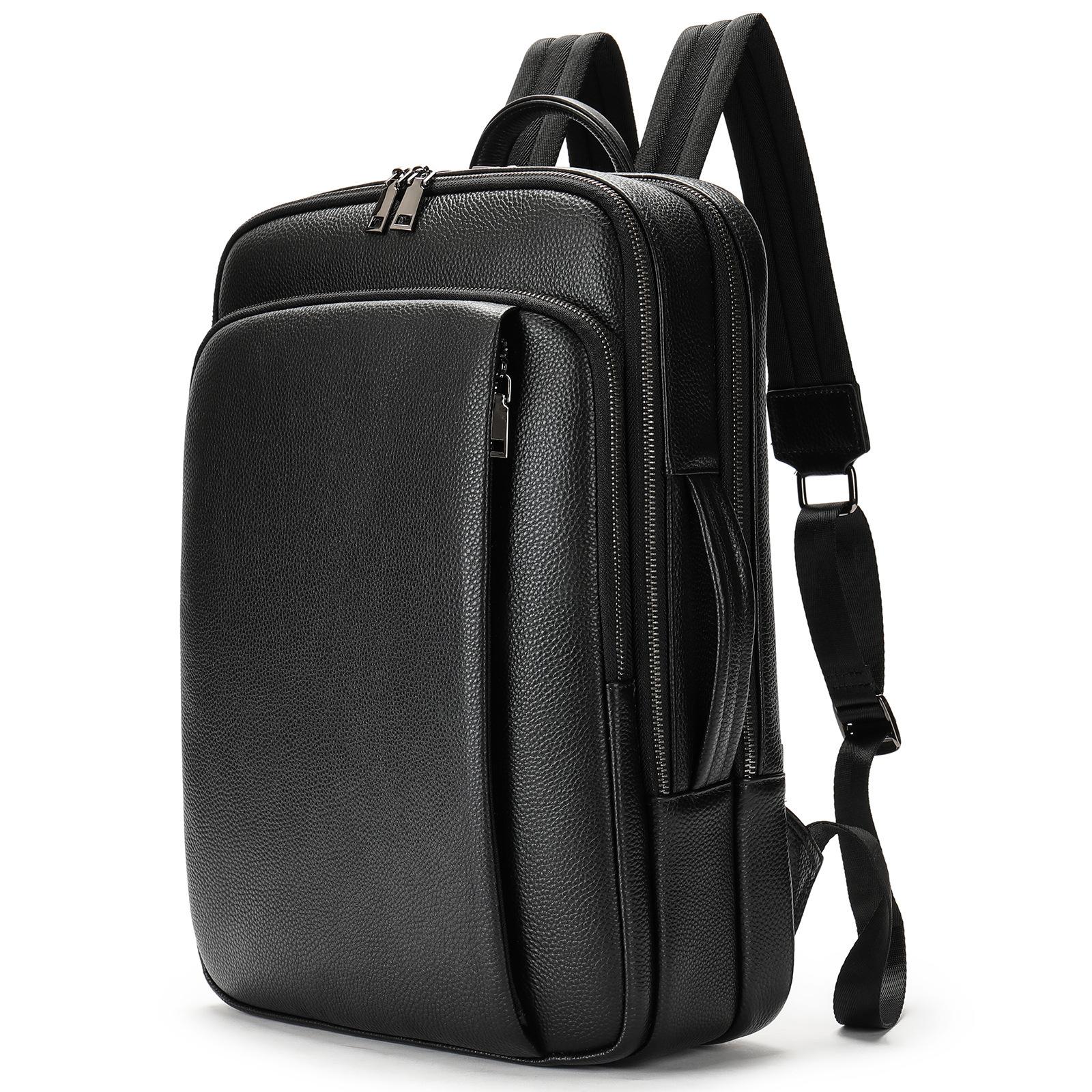 Genuine Leather Backpack, Men`S Top-Grain Leather