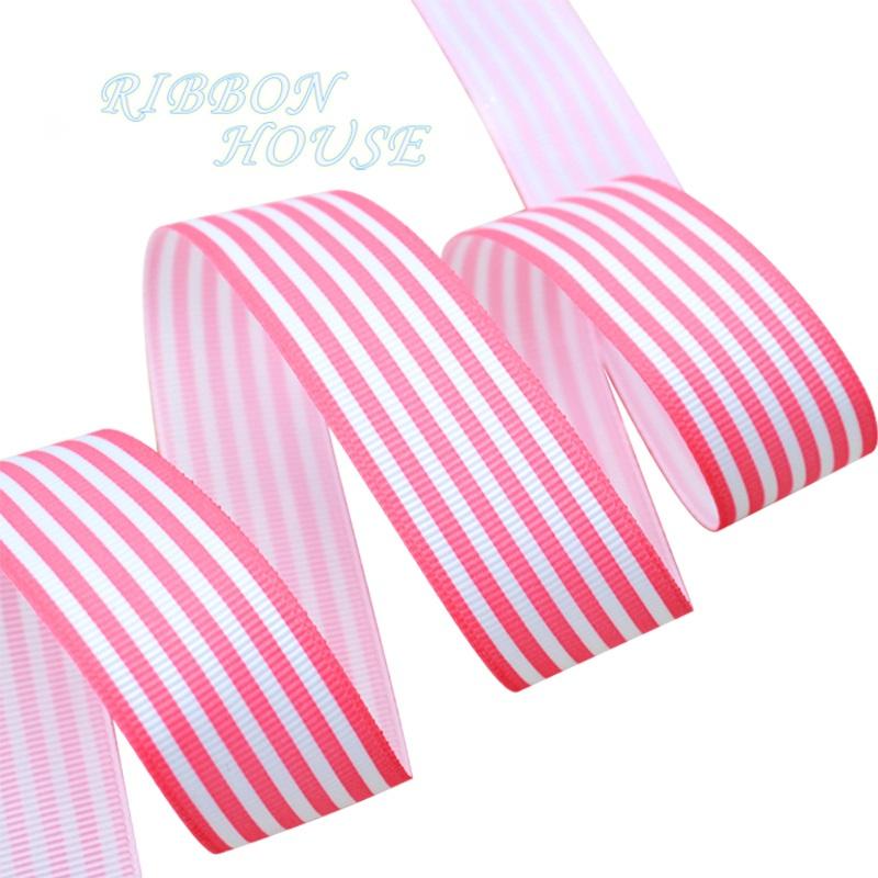 (20 Yards/Los) 1 '' (25 mm) Schwarz-Weiß gestreiftes Ripsband bedruckte Geschenkverpackungs-Dekorationsbänder