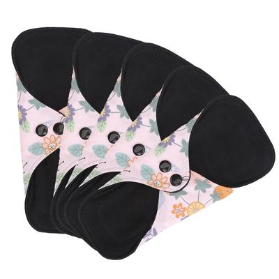 5pcs Washable Feminine Pad Multi Layers Waterproof Super Plus Absorbency Reusable Sanitary Pad for Travel L