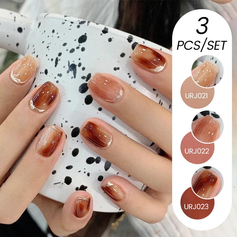 Nail Art Buz Şeffaf 3 Adet Tırnak Cilası Tutkalı Seti, Popüler Nude Beyazlatıcı Toz Şeffaf Tırnak Cilası Tutkalı