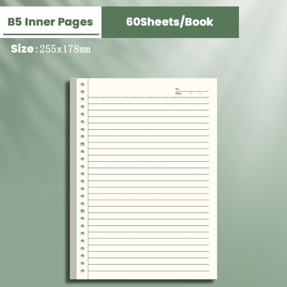60Sheets Paper Notebook Horizontal Line/Grid Binder Inner Page Notebook Refill Paper  Students