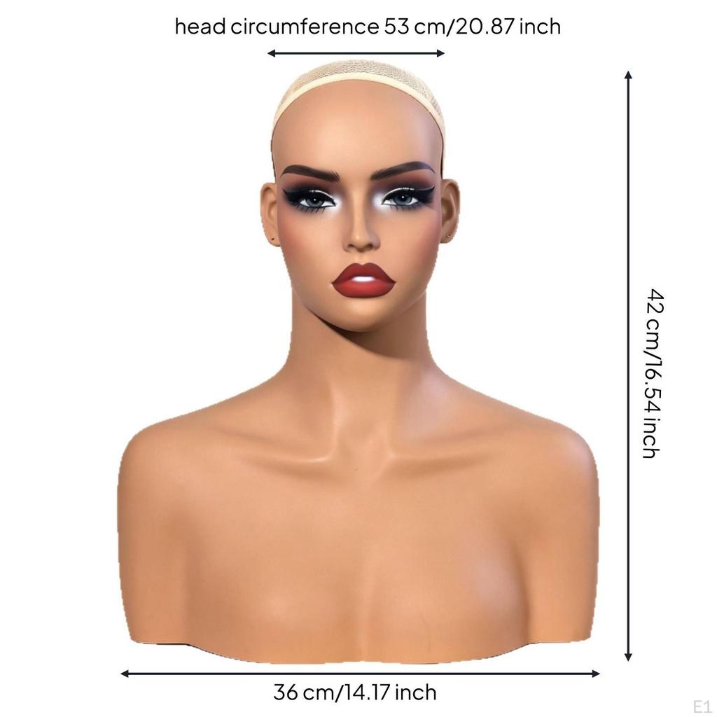 Busto con Testa e Spalle Manichino Femminile in PVC Tonalità Pelle per