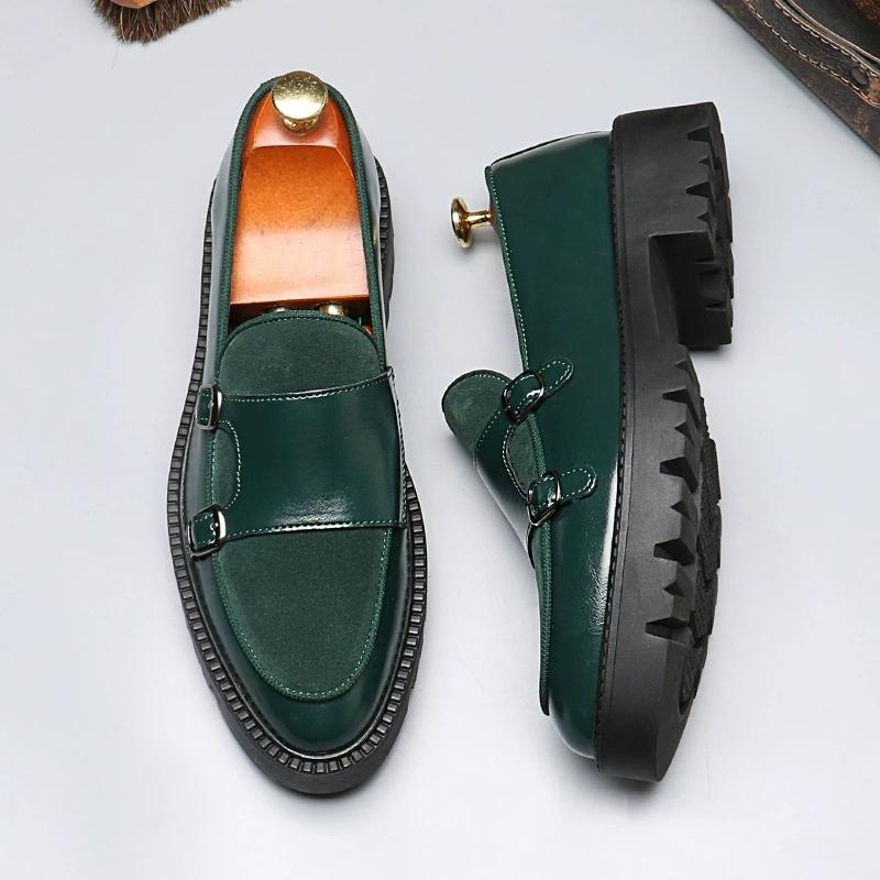 Fashion Man Leather Shoes Formal Monk Shoes Man Business Office Male Casual Dress Derby Shoes Buckle Wedding Party Luxury Fashion Shoes