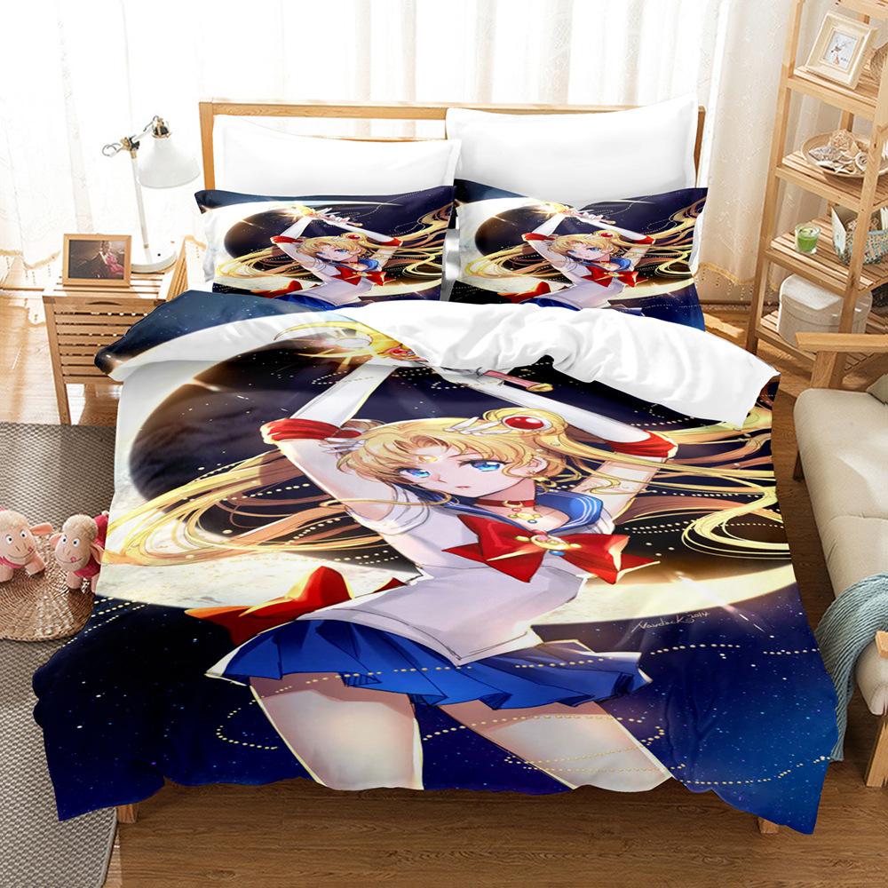 Sailor Moon Hare 3D Digital Printing Quilt Set Three-Piece Bedding