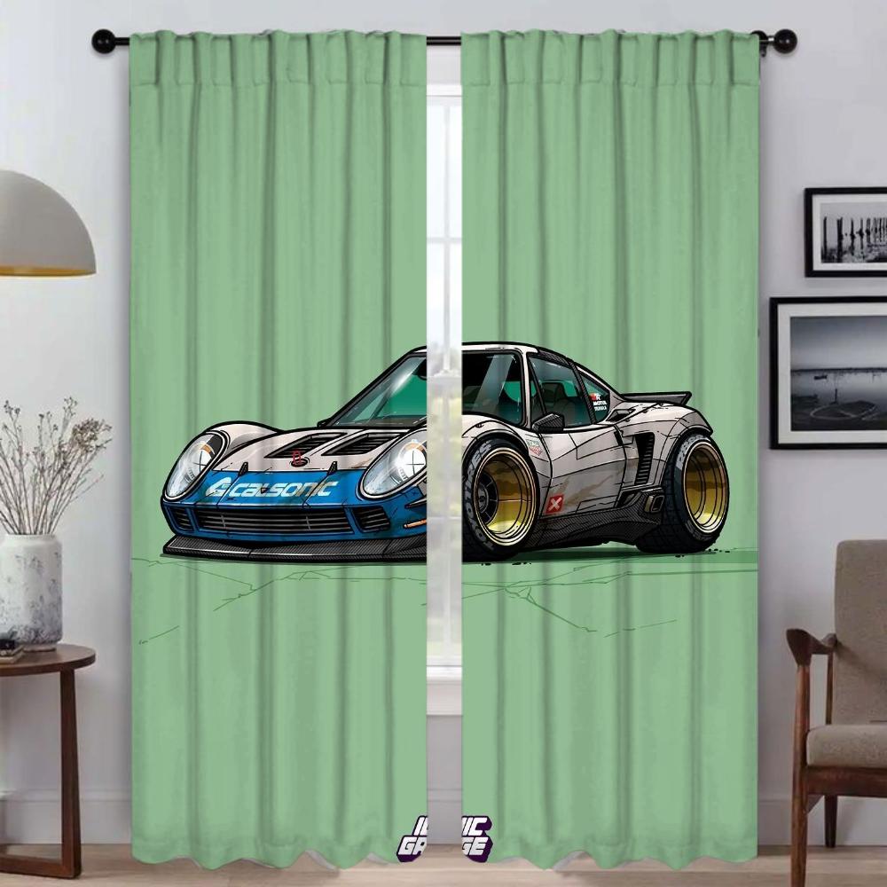 Retro Car Kitchen Curtains for Living Room Curtain Shades Partition Tulle for Bedroom Home Interior Curtains 2 Pieces Blackout