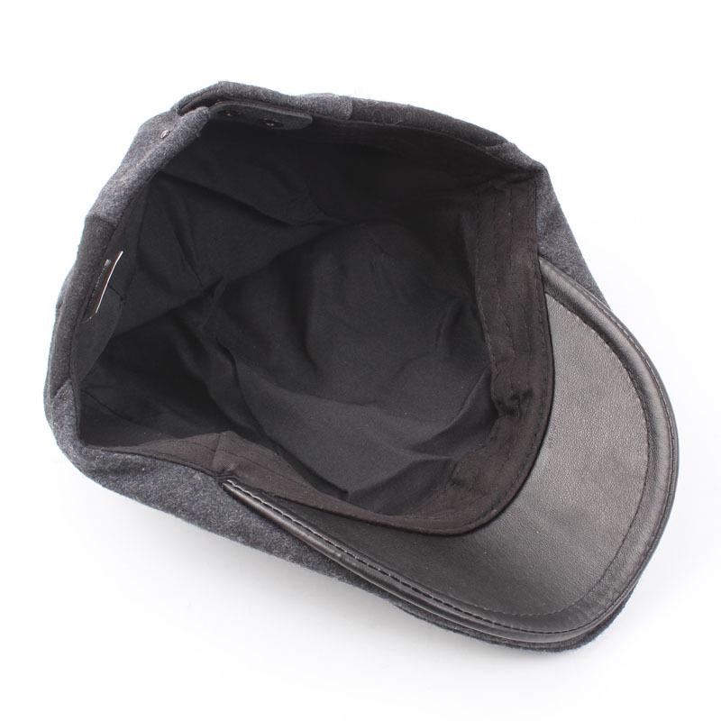 Hat Men'S Vintage Peaked Cap Material Leather Brim Beret Season Warm Forward Hat Hot Sale Hat