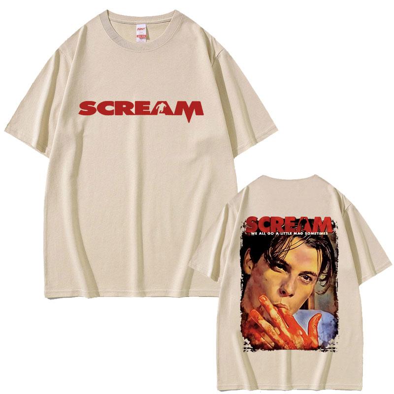 

90s Horror Movie Scream Graphic Summer T-shirts Billy Loomis Print T-shirt We All Go A Little Mad Billy Halloween Unisex T Shirts 4XL