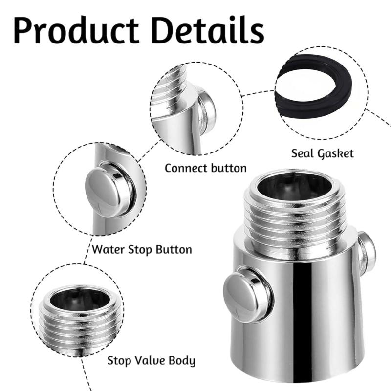 New Water Flow Control Valve,Handheld Showerhead Shut Off Valve Water Volume Adjustment Valves One-Touch Stop Switch Controller