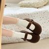 Winter Design Fur Women Mary Jane Shoes Concise Soft Sole Outdoor Shoes Ladies Comfort Warm Cotton Flats Shoes