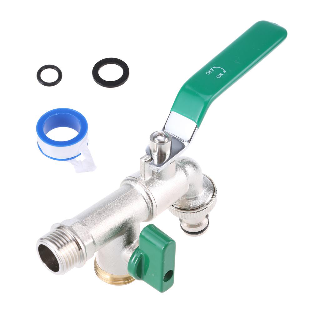 Upgrades Double Outlet Garden Tap Set Stainless Steel Valves Hose Fitting Double Spout Metal Garden Faucet for Outdoor