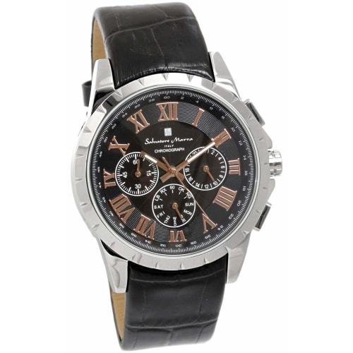 

Salvatore Marra Men s Solar-Powered Radio-Controlled Chronograph Watch, Limited Edition, Italian Brand, Black and Pink Gold
