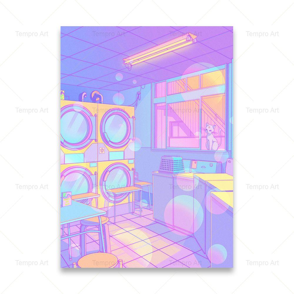 Poster im Vaporwave-Stil, japanische Stadt, Nacht, Straße, Pop, Kyoto, Poster, Leinwand, Gemälde, Wandkunst, Bild, Druck, Kawaii-Zimmer-Heimdekoration