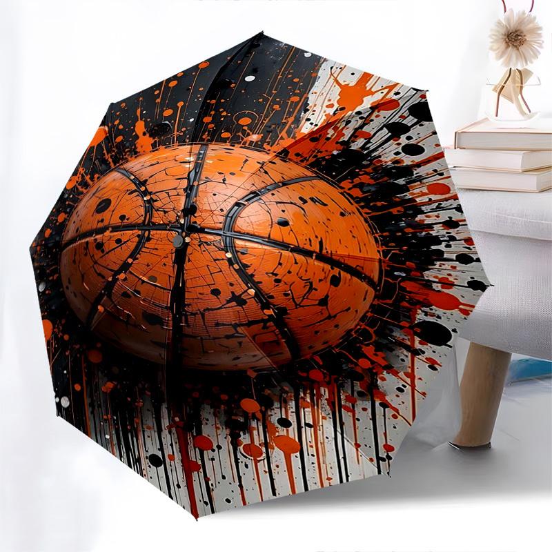 

1pc Automatic Folding Umbrella with Basketball Splash Art Design, Portable 3-Fold Design, Iron Frame, Outdoor, Ideal Gift for Fans, Travelers, Daily U
