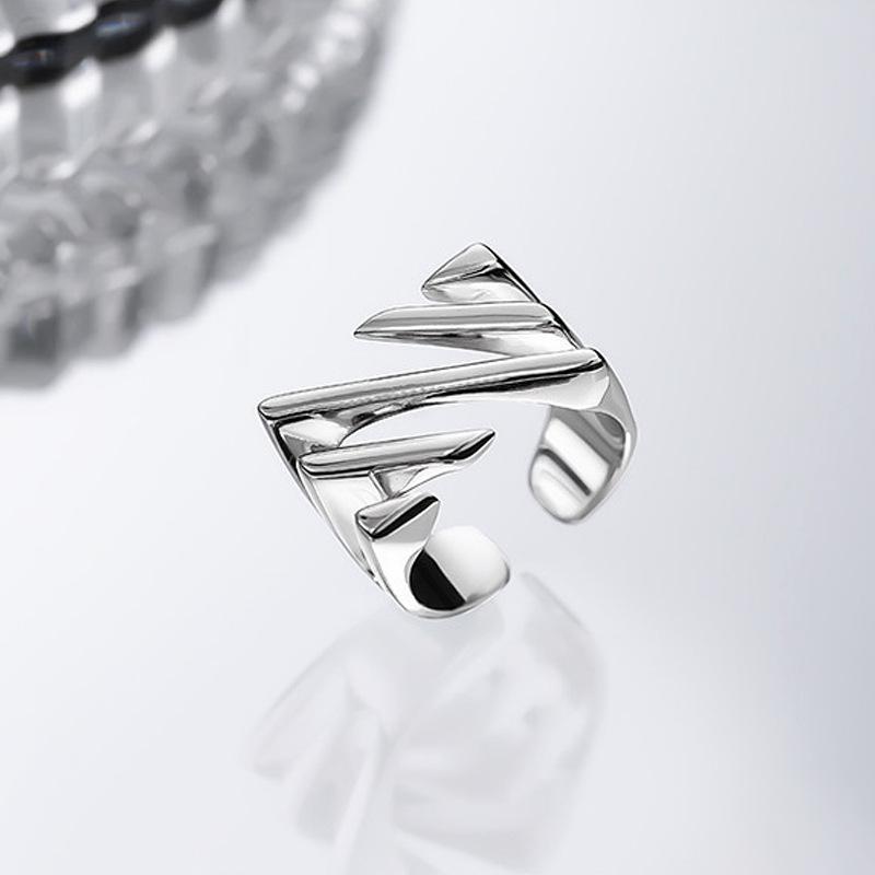 Korean Dongdaemun Multi-layer Hollow Twill Open Square Ring