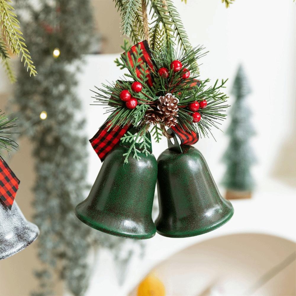 with Artificial Pine Cone Bow Decorative Christmas Bell Rustic Xmas Pendant  Wall