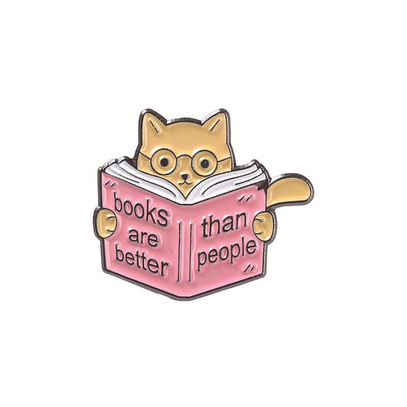 Contemporary Alloy Cat Magic Book Brooch Fashion Pin For Men And Women In Trendy Styles