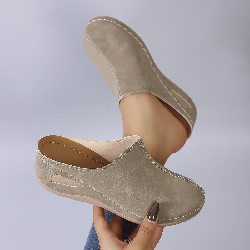 Women's Wide Width Platform Mule Slippers - Wedge Sole Closed Toe Slides for Summer, Suede Rocking Sole House Shoes