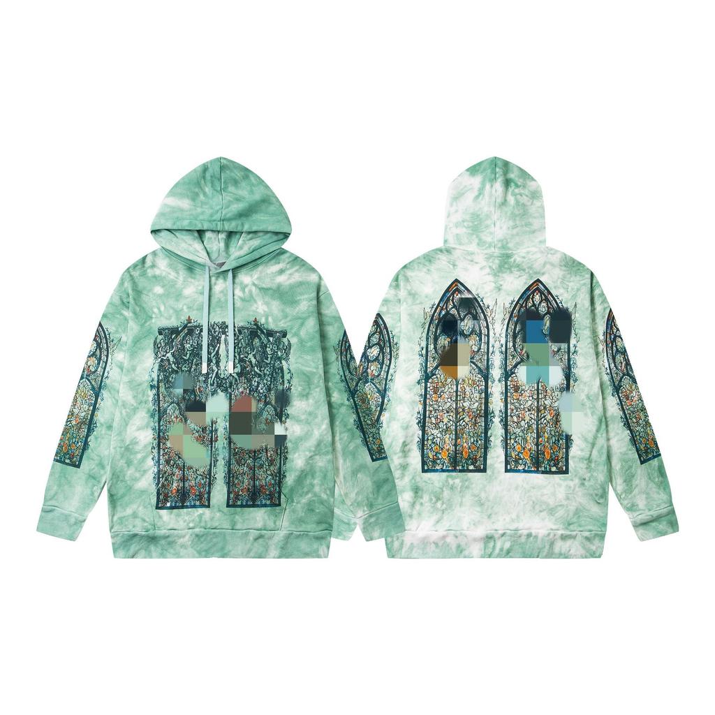 American High Street Washed Print Loose Casual Hoodie Sweatshirt for Couples