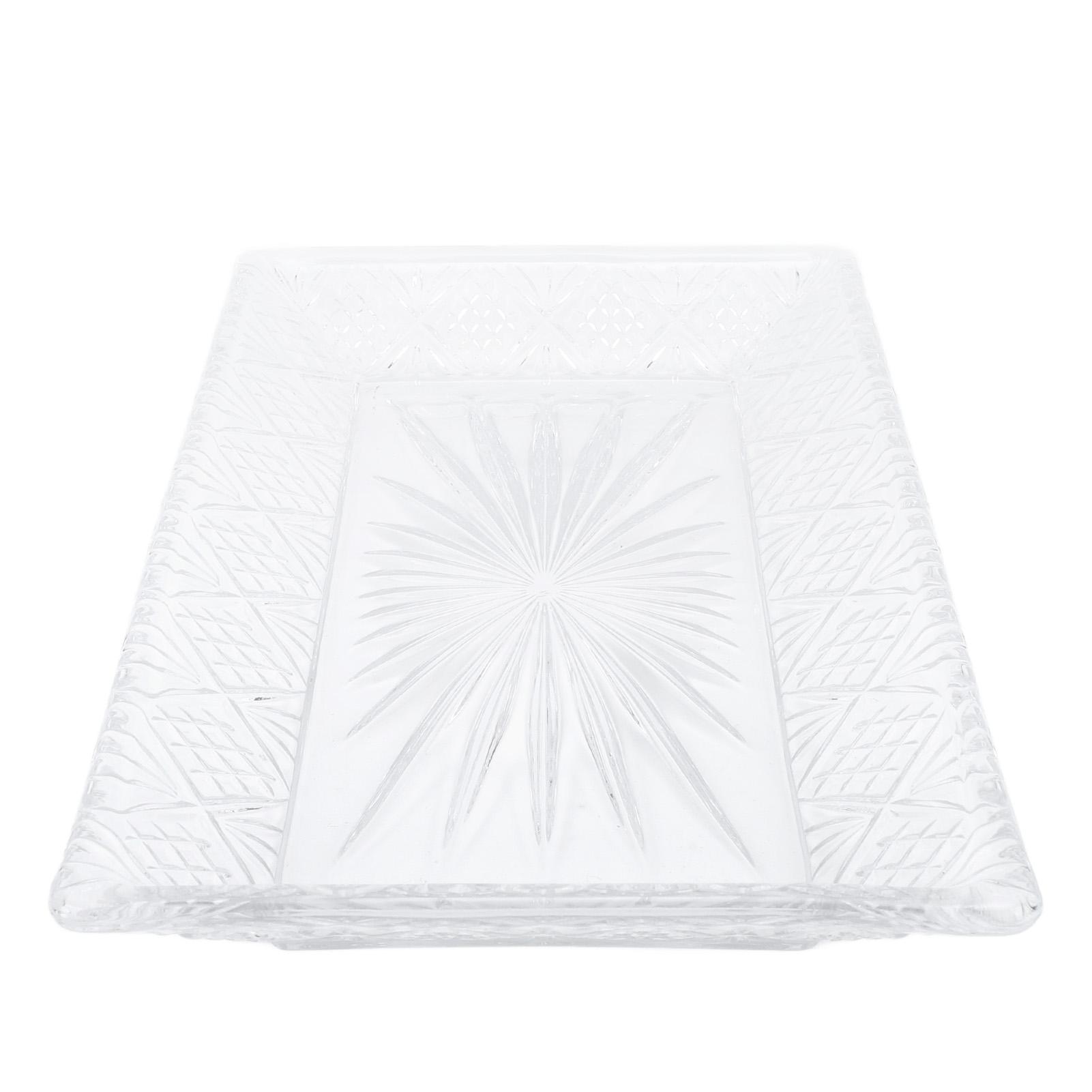

Serving Tray Rectangle Glass Platter Elegant Ample Capacity Stable Pattern Serving Dish for Dinner Party Christmas L