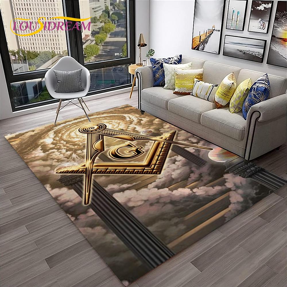 Ring Freemasonry Illuminati Masonic Carpet Rug for Home Living Room Bedroom Sofa Doormat Decor,Kid Area Rug Non-slip Floor Mat