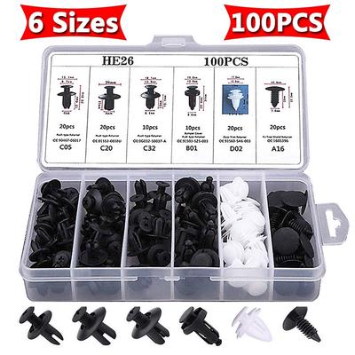100pcs Mixed Auto Fastener Clip Car Body Push Retainer Pin Rivet Bumper Door Trim Panel Retainer Fastener Kit