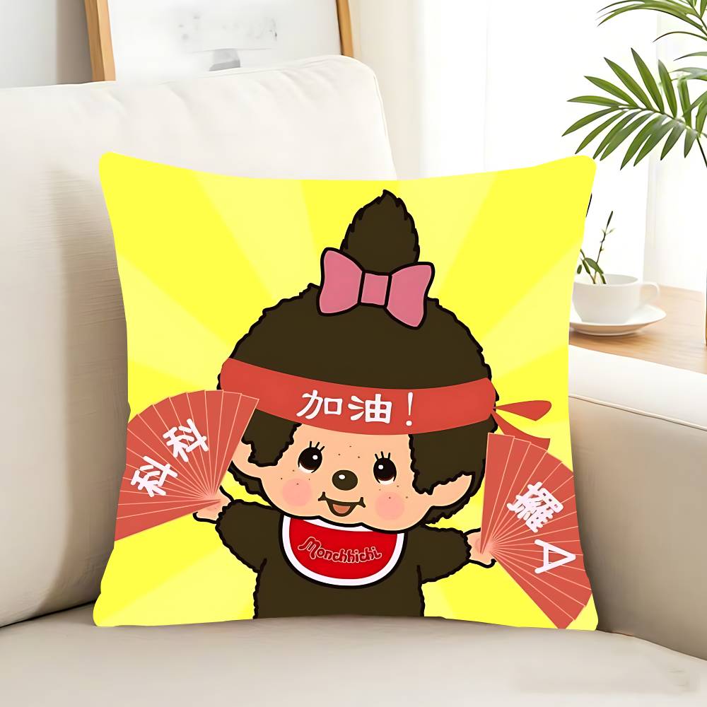 Cartoon M-MonchhichiS Pillow Case Removable Washable Cushion Cover – All-Season Soft Linen