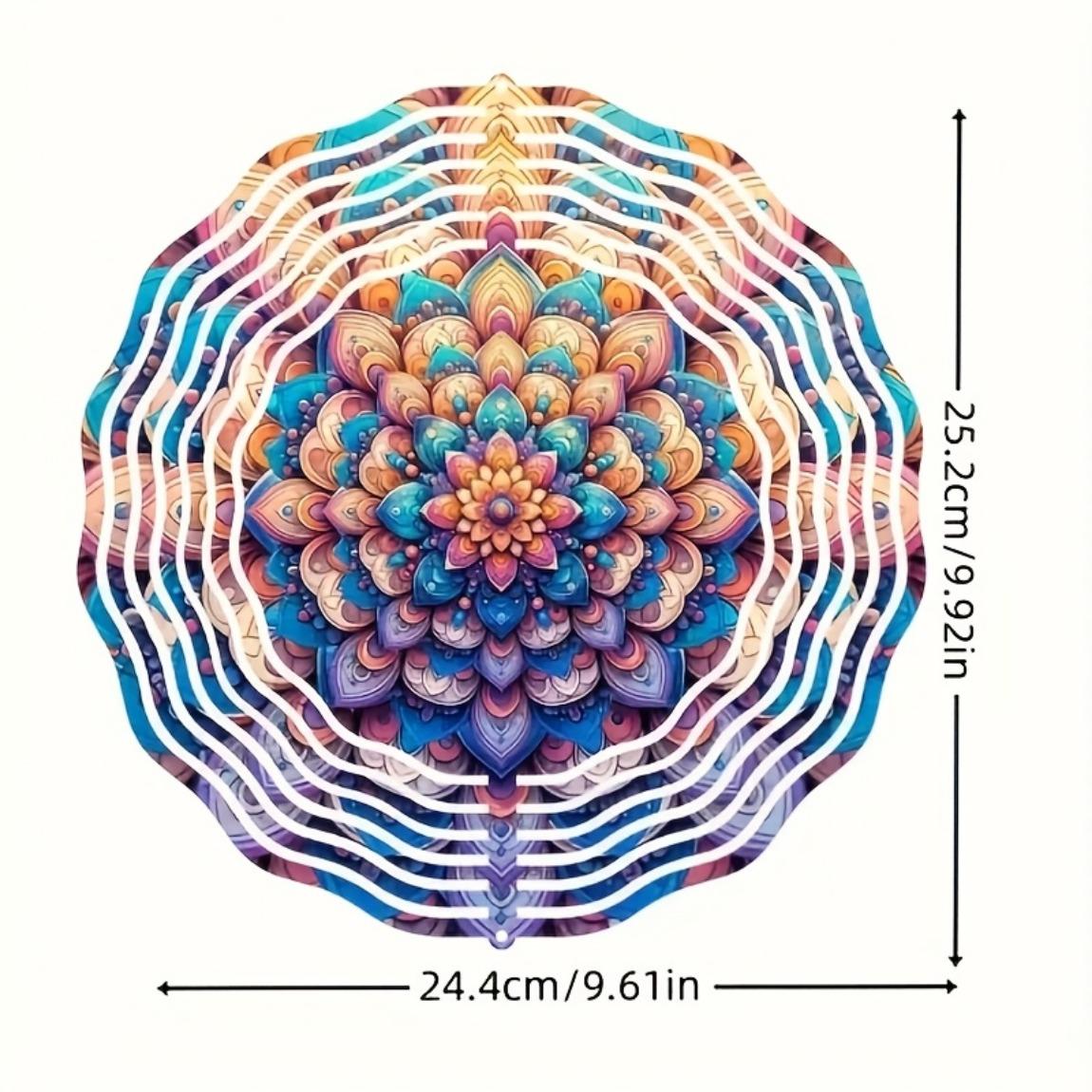 

Флюгер из нержавеющей стали 25 см Мандала Ветряная чакра Декор для сада на открытом воздухе Кинетическая подвесная скульптура Подарок Батарейки не нужны 01A