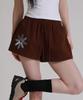 LIKE THE MOST Part 3 Starflower Embroidered Training Pants_Brown