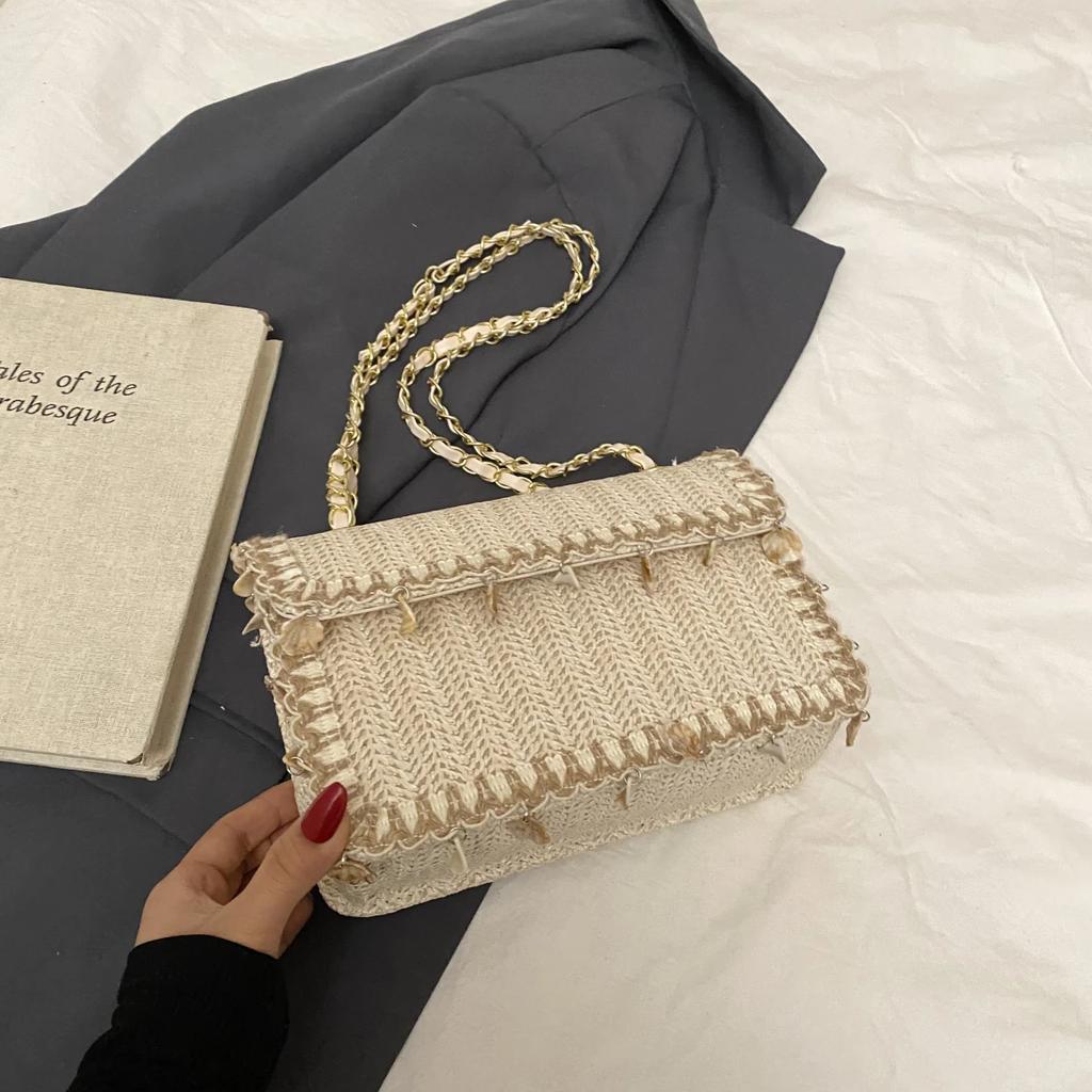 Luxury Famous Brand Women Bags Designer Small Straw Beach Shoulder Crossbody Bags Fashion Tassel Underarm Handbag And Purse