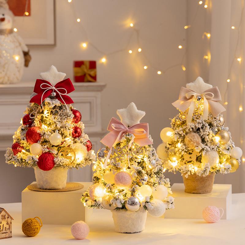 Flocked Pink Mini Christmas Tree Set - Includes Tree, Ornament, and Decoration for DIY. Perfect Gift for the Holidays!