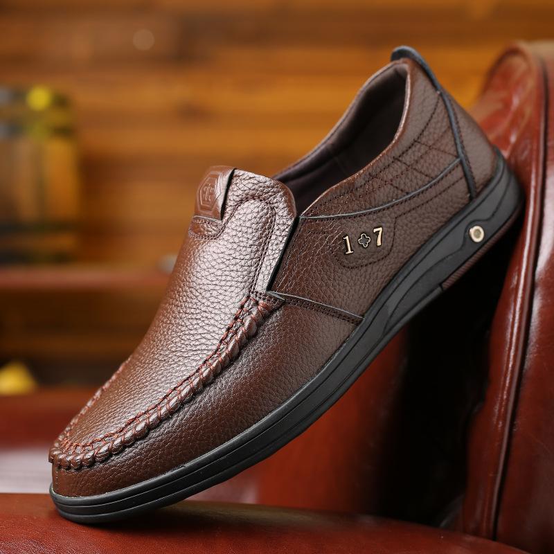 Cowhide men's shoes 2025 autumn leather shoes men's low-top casual shoes men's single shoes genuine leather large size 45 46 foreign trade shoes