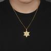  Artificial Gemstones Hexagram Necklace Stainless Steel Retro Star of David Hexagon Pendant Chain Classic Jewish Jewelry